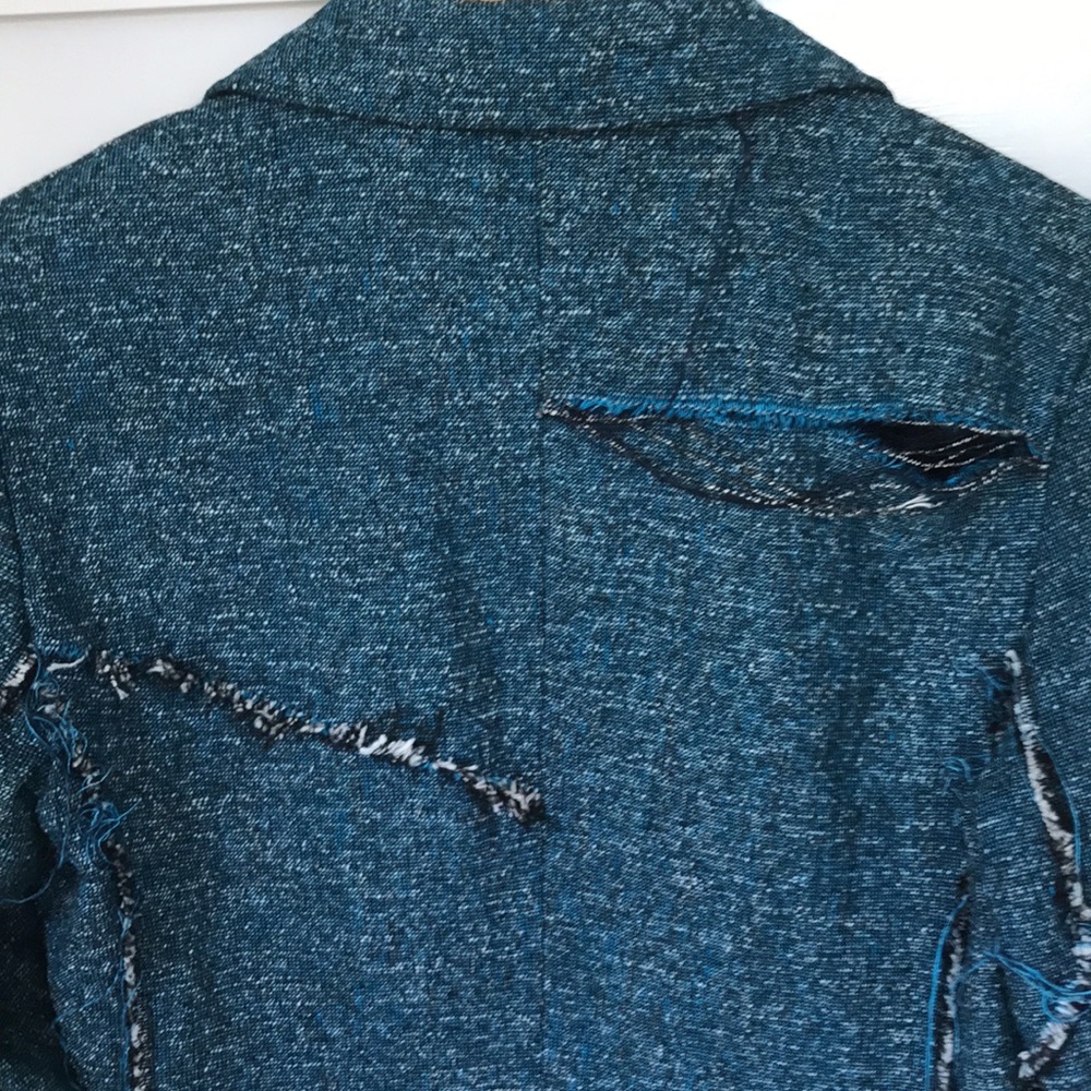 Rag & Bone Deconstructed Teal Twead Blazer Size 2 - image 8